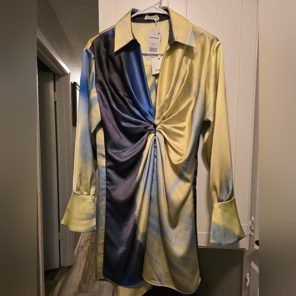 Simkhai Blue Green And Yellow Dress